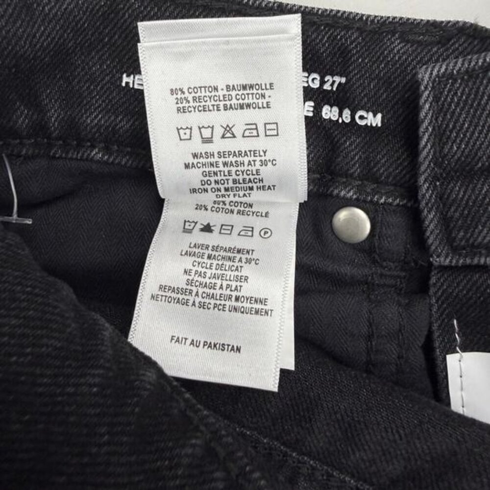 DL1961 Hepburn Wide Leg Distressed High Rise Jean Raw Hem 24 Lark Washed Black - Picture 7 of 10